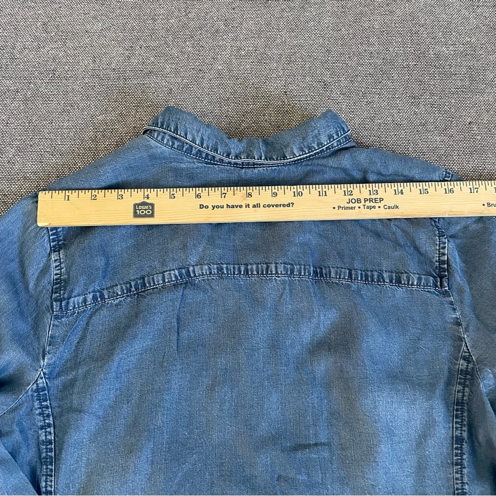 J. Jill Denim Half Button-Front Casual Shirt - Blue - Picture 8 of 10
